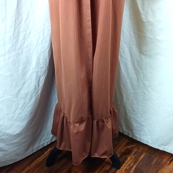 Vintage Martin Emprex 1970s brown full length 100% Nylon with lace Nightgown - Picture 3 of 10